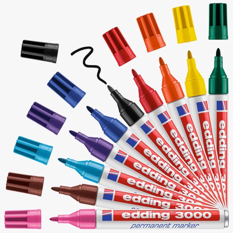 edding 3000 Permanentmarker 10er Set sortiert (001-010), Rundspitze 1,5-3 mm (Art.-Nr.: 4-3000999)