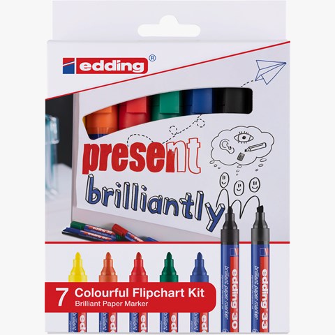 edding 30/33 Flipchart Kit 7er Set sortiert (33: 001, 30: 001-006) (Art.-Nr.: 4-3033-7)