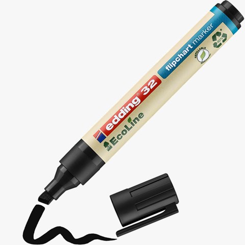 edding 32 EcoLine Flipchartmarker schwarz, Keilspitze 1-5 mm (Art.-Nr.: 4-32001)