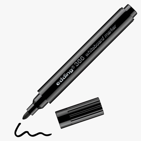 edding 366 Whiteboardmarker schwarz, Rundspitze 1 mm (Art.-Nr.: 4-366001)