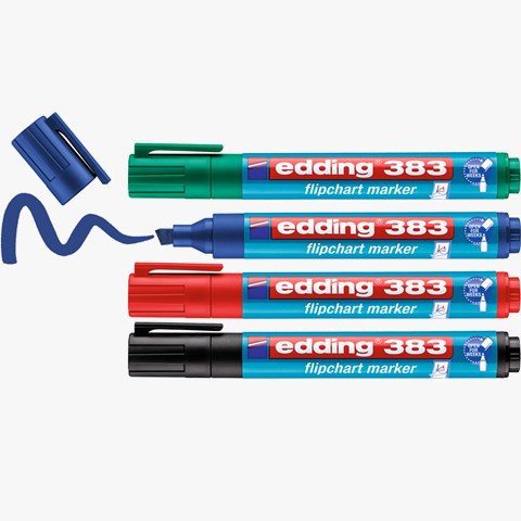 edding 383 Flipchartmarker 4er Set sortiert, Keilspitze 1-5 mm (Art.-Nr.: 4-383-4-2)