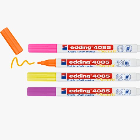 edding 4085 Kreidemarker 4er Set Neon, Rundspitze 1-2 mm (Art.-Nr.: 4-4085-4-1NEON)