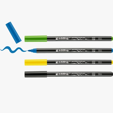 edding 4200 Porzellanpinselstift 4er Set cool, Pinselspitze 1-4 mm (Art.-Nr.: 4-4200-4-1099)
