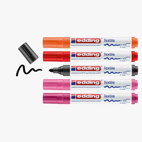 edding 4500 Textilmarker 5er-Set sortiert warm, Rundspitze 2-3 mm (Art.-Nr.: 4-4500-5999)