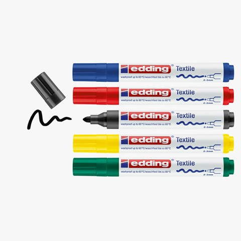 edding 4500 Textilmarker 5er-Set sortiert, Rundspitze 2-3 mm (Art.-Nr.: 4-4500-5S)