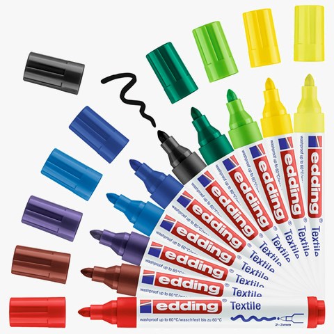 edding 4500 Textilmarker 10er Set basic sortiert, Rundspitze 2-3 mm (Art.-Nr.: 4-4500999)