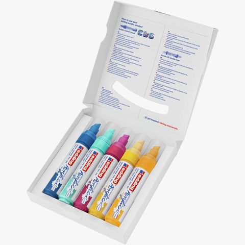 edding 5000 Acrylmarker breit 5er Set sortiert abstrakt, Keilspitze 5-10 mm (Art.-Nr.: 4-5000-5-999)