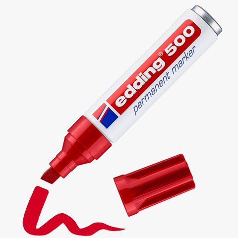 edding 500 Permanentmarker rot, Keilspitze 2-7 mm (Art.-Nr.: 4-500002)