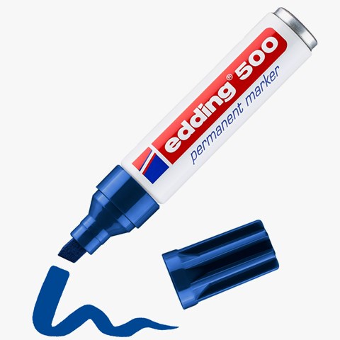 edding 500 Permanentmarker blau, Keilspitze 2-7 mm (Art.-Nr.: 4-500003)