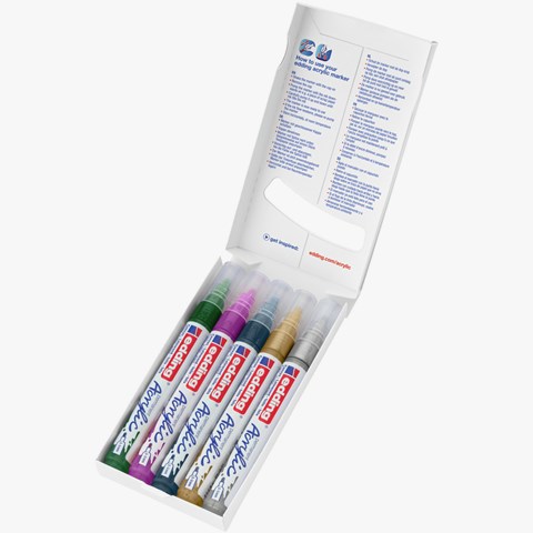 edding 5100 Acrylmarker medium 5er Set sortiert festlich, Rundspitze 2-3 mm (Art.-Nr.: 4-5100-5-999)
