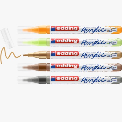edding 5300 Acrylmarker Fein, Naturfarben, 5er-Set (Art.-Nr.: 4-5300-5S-1)