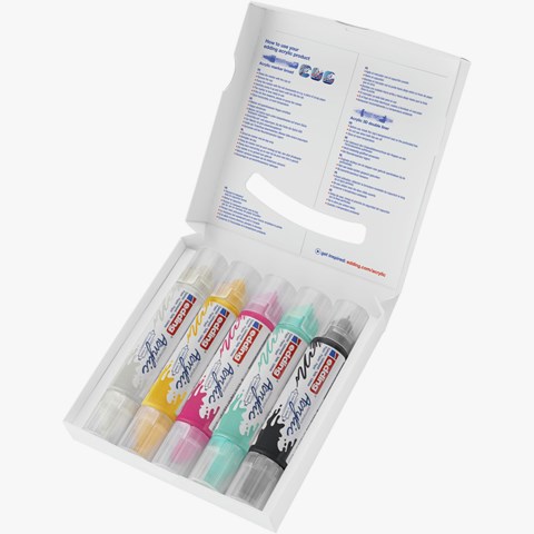 edding 5400 Acryl 3D Double Liner 5er-Set sortiert basic, Tubenspitze 2-3 mm + 5-10 mm (Art.-Nr.: 4-5400-5)