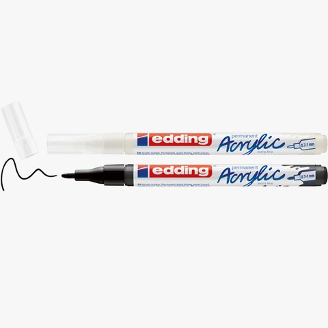 edding 5500 Acrylmarker extra fein schwarz + weiß, 2er Set, Rundspitze 0,7-1 mm (Art.-Nr.: 4-5500-2)