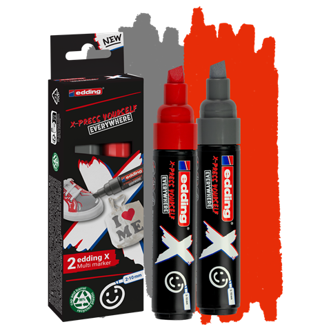 edding 6900 X Multi Marker, Yay Grey Color Set, 2 Acrylstifte, Keilspitze 2-10 mm (Art.-Nr.: 4-6900-2-2)