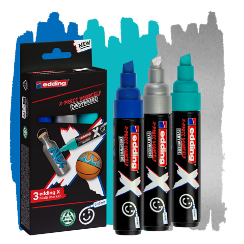 edding 6900 X Multi Marker, Ocean Color Set, 3 Acrylstifte, Keilspitze 2-10 mm (Art.-Nr.: 4-6900-3-1)