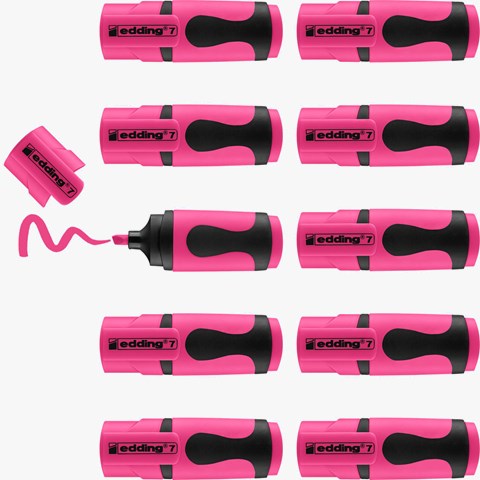edding 7 Textmarker neonrosa 10er Pack, Keilspitze 1-3 mm (Art.-Nr.: 4-7-10069)
