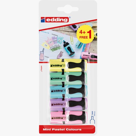 edding 7 Textmarker 5er BTS Blister Set (4+1) sortiert, Keilspitze 1-3 mm (Art.-Nr.: 4-7-5-S1099)