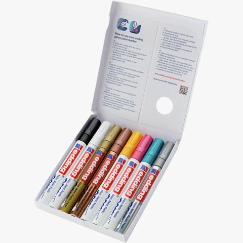 edding 750 creative Glanzlack-Marker 8er Set metallic, Rundspitze 2-4 mm (Art.-Nr.: 4-750-8-999)