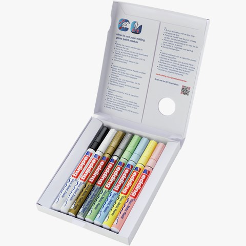 edding 751 creative Glanzlack-Marker 8er Set pastell, Rundspitze 1-2 mm (Art.-Nr.: 4-751-8-099)