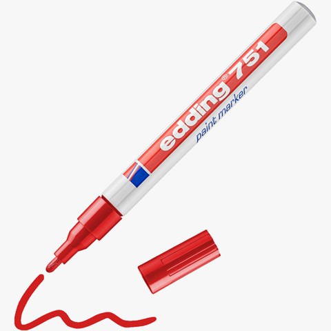 edding 751 Lackmarker rot, Rundspitze 1-2 mm (Art.-Nr.: 4-751002)