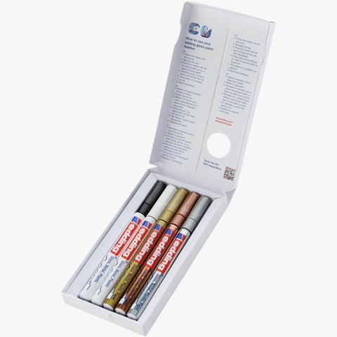 edding 780 creative Glanzlack-Marker 5er Set metallic basic, Rundspitze 0,8 mm (Art.-Nr.: 4-780-5-999)
