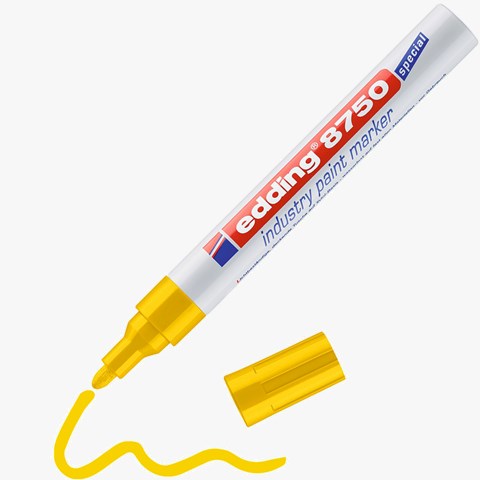edding 8750 Industrie Lackmarker gelb, Rundspitze 2-4 mm (Art.-Nr.: 4-8750005)