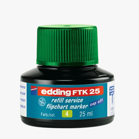 edding FTK 25 Nachfülltinte für Flipchartmarker grün, 25 ml (Art.-Nr.: 4-FTK25004)