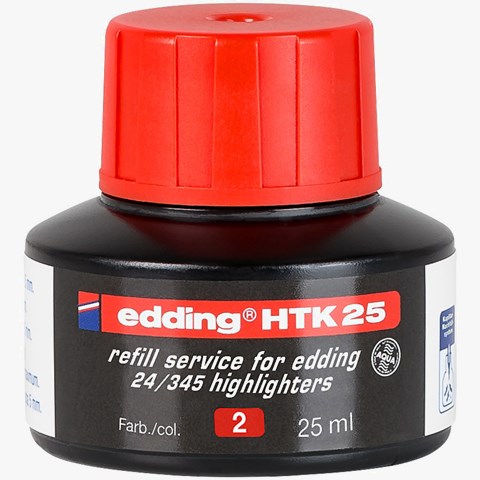 edding HTK 25 Nachfülltinte für Textmarker rot, 25 ml (Art.-Nr.: 4-HTK25002)