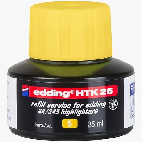 edding HTK 25 Nachfülltinte für Textmarker gelb, 25 ml (Art.-Nr.: 4-HTK25005)