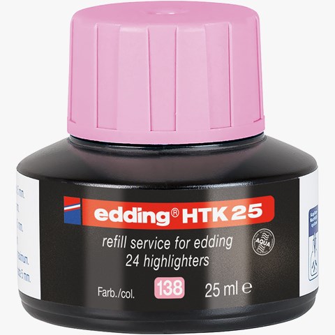 edding HTK 25 Nachfülltinte für Textmarker pastell rosa, 25 ml (Art.-Nr.: 4-HTK25138)