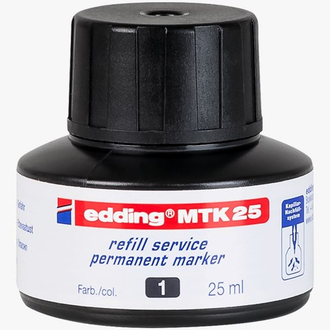edding MTK 25 Nachfülltinte für Permanentmarker schwarz, 25 ml (Art.-Nr.: 4-MTK25001)