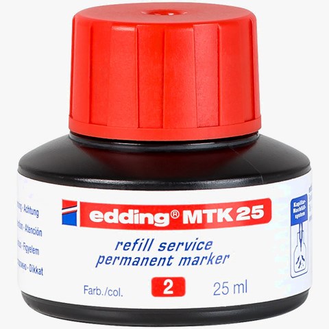 edding MTK 25 Nachfülltinte für Permanentmarker rot, 25 ml (Art.-Nr.: 4-MTK25002)