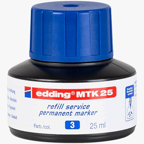 edding MTK 25 Nachfülltinte für Permanentmarker blau, 25 ml (Art.-Nr.: 4-MTK25003)