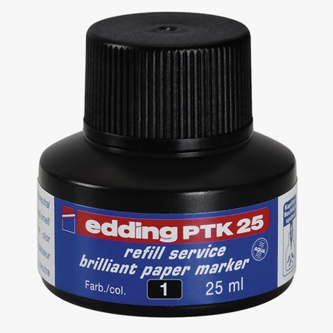 edding PTK 25 Nachfülltinte für Brilliant-Papiermarker schwarz, 25 ml (Art.-Nr.: 4-PTK25001)
