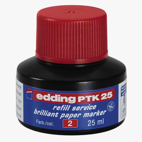 edding PTK 25 Nachfülltinte für Brilliant-Papiermarker rot, 25 ml (Art.-Nr.: 4-PTK25002)