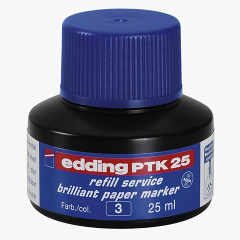 edding PTK 25 Nachfülltinte für Brilliant-Papiermarker blau, 25 ml (Art.-Nr.: 4-PTK25003)