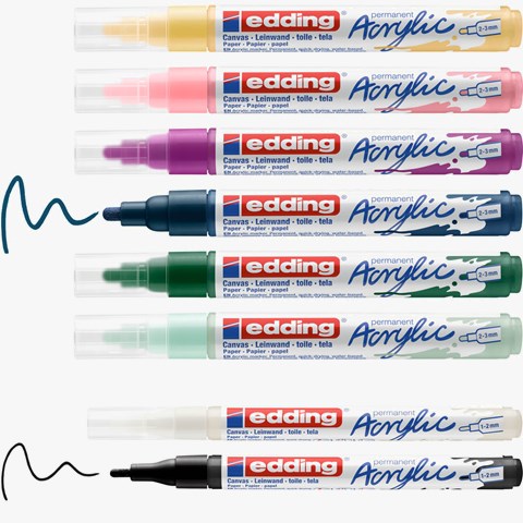 edding Acryl Start Easy Set, inkl. Postkartenblock, 8er Set nordic (Art.-Nr.: 4-SES8N)