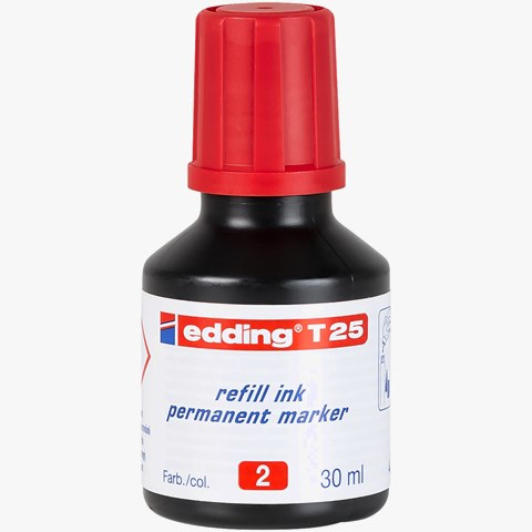 edding T 25 Nachfülltinte für Permanentmarker rot, 30 ml (Art.-Nr.: 4-T25002)