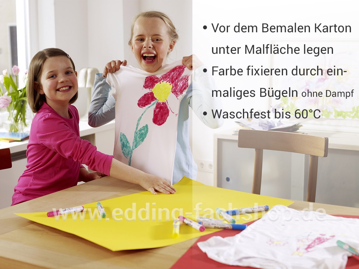 edding 17 Funtastics Kindertextilmaler 5er Set sortiert, Rundspitze 2-3 mm (Art.-Nr.: 4-17-5)