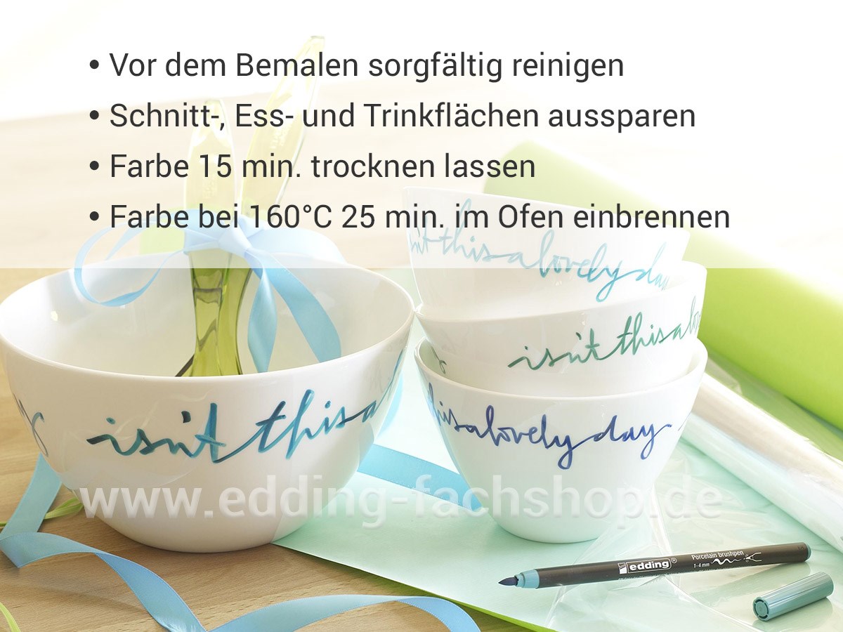 edding 4200 Porzellanpinselstift 6er Set warm sortiert, Pinselspitze 1-4 mm (Art.-Nr.: 4-4200-6999)