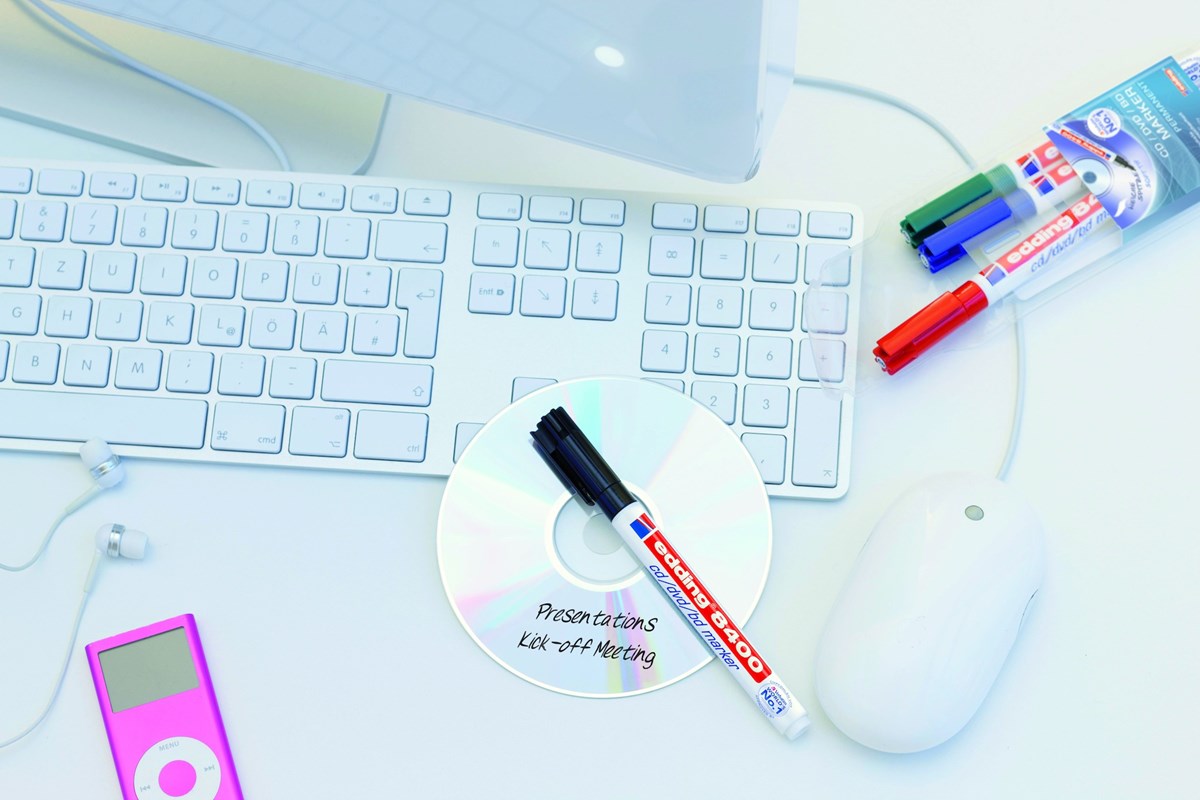 edding 8400 CD/DVD/BD Marker blau, Rundspitze 0,5-1 mm (Art.-Nr.: 4-8400003)