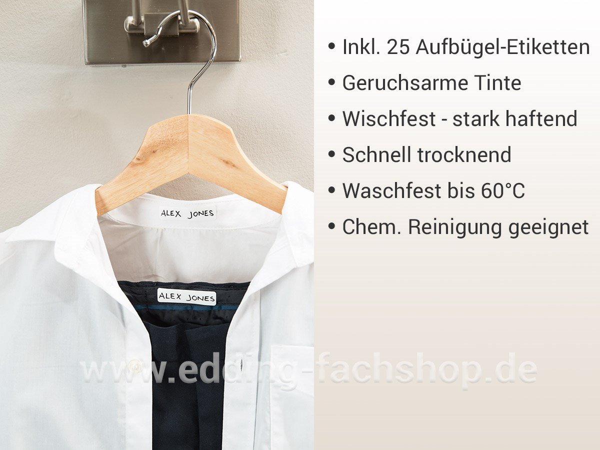 edding 8408 Wäsche-Markier-Set schwarz, Rundspitze 0,75 mm (Art.-Nr.: 4-8408-1-4001)