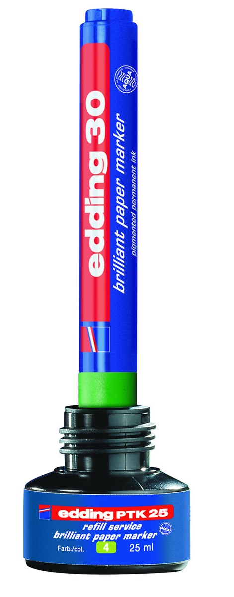 edding PTK 25 Nachfülltinte für Brilliant-Papiermarker blau, 25 ml (Art.-Nr.: 4-PTK25003)