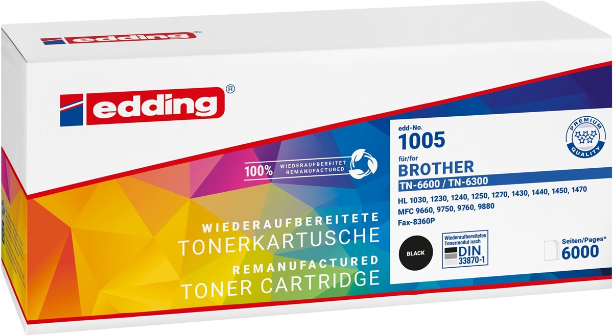 edding Tonerkassette, schwarz, kompatibel zu Brother TN-6600 (Art.-Nr.: 18-1005)