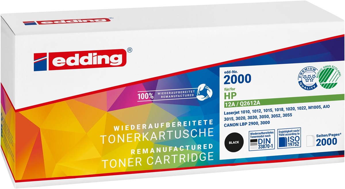 edding Toner, schwarz, ersetzt HP Q2612A / Canon EP-703 (Art.-Nr.: 18-2000)