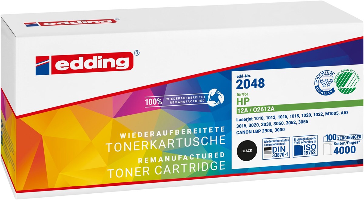 edding Tonerkassette, schwarz, kompatibel zu HP Q2612A (Art.-Nr.: 18-2048)