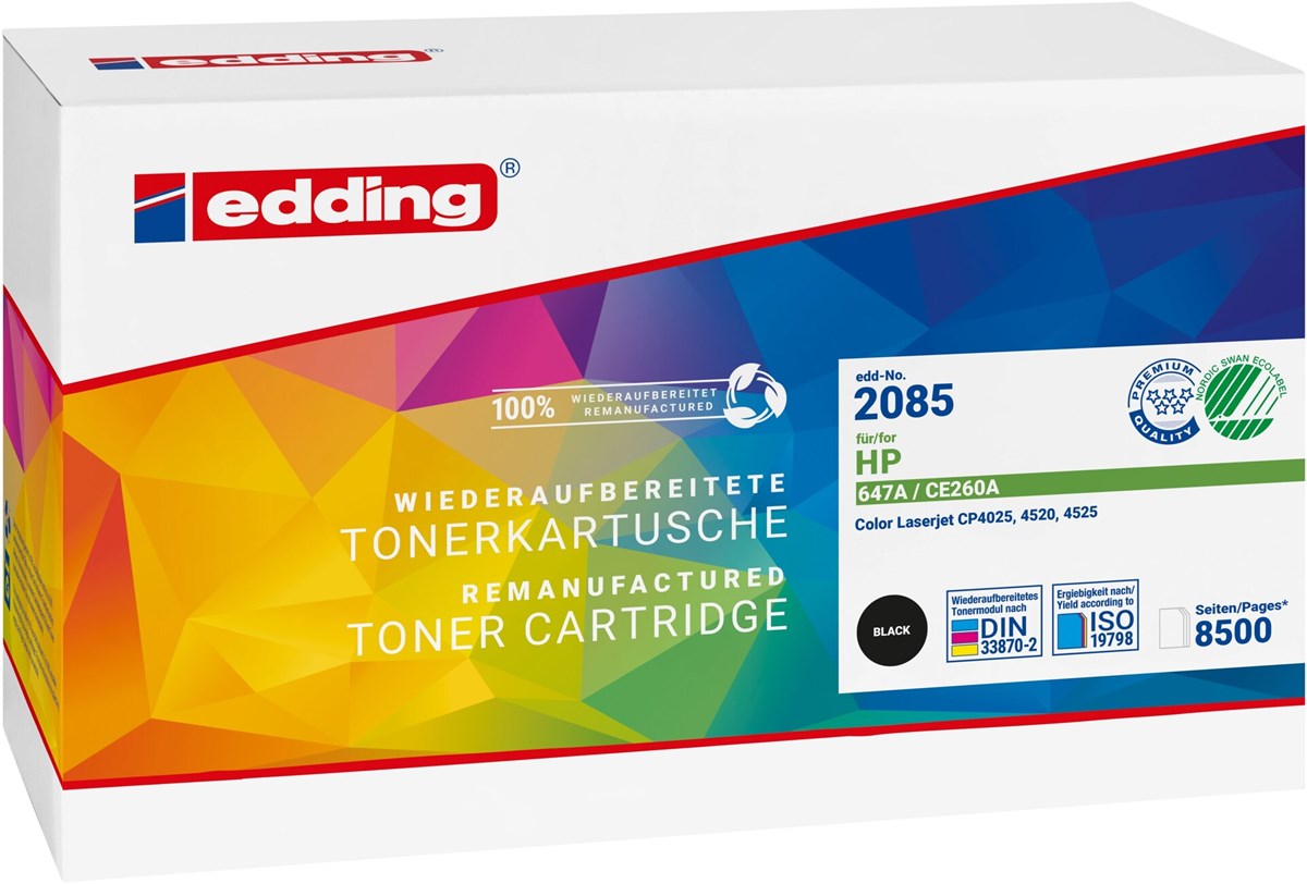 edding Tonerkassette, schwarz, kompatibel zu HP CE260A (Art.-Nr.: 18-2085)