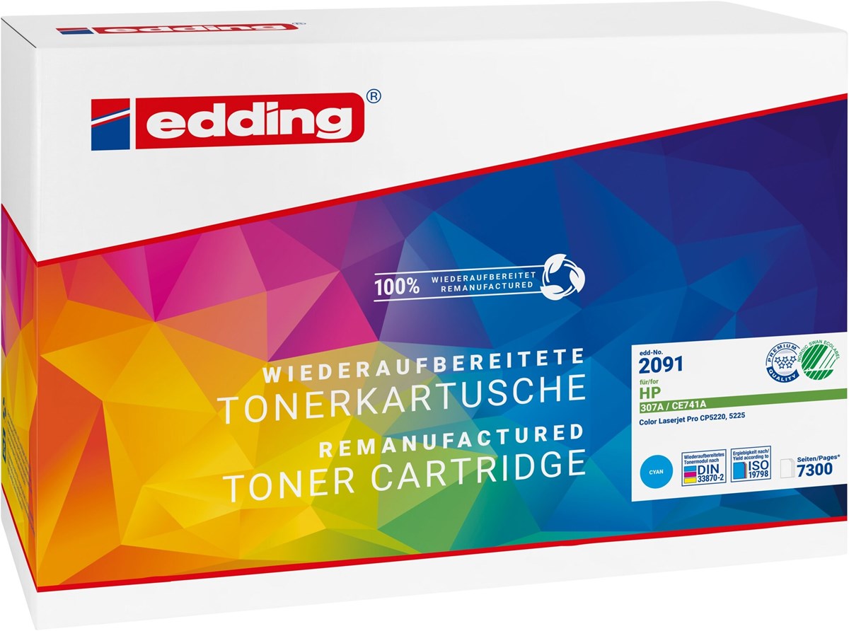 edding Tonerkassette, cyan, kompatibel zu HP CE741A (Art.-Nr.: 18-2091)