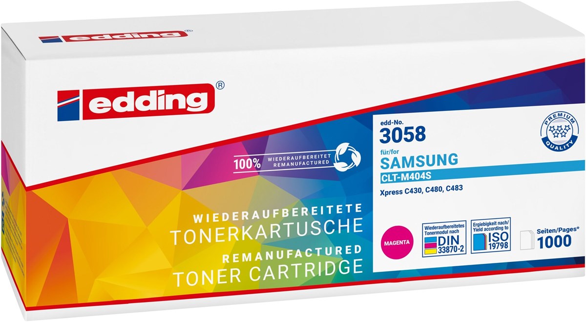 edding Toner, Magenta, 1.000 Seiten, ersetzt Samsung CLT-M404S (Art.-Nr.: 18-3058)