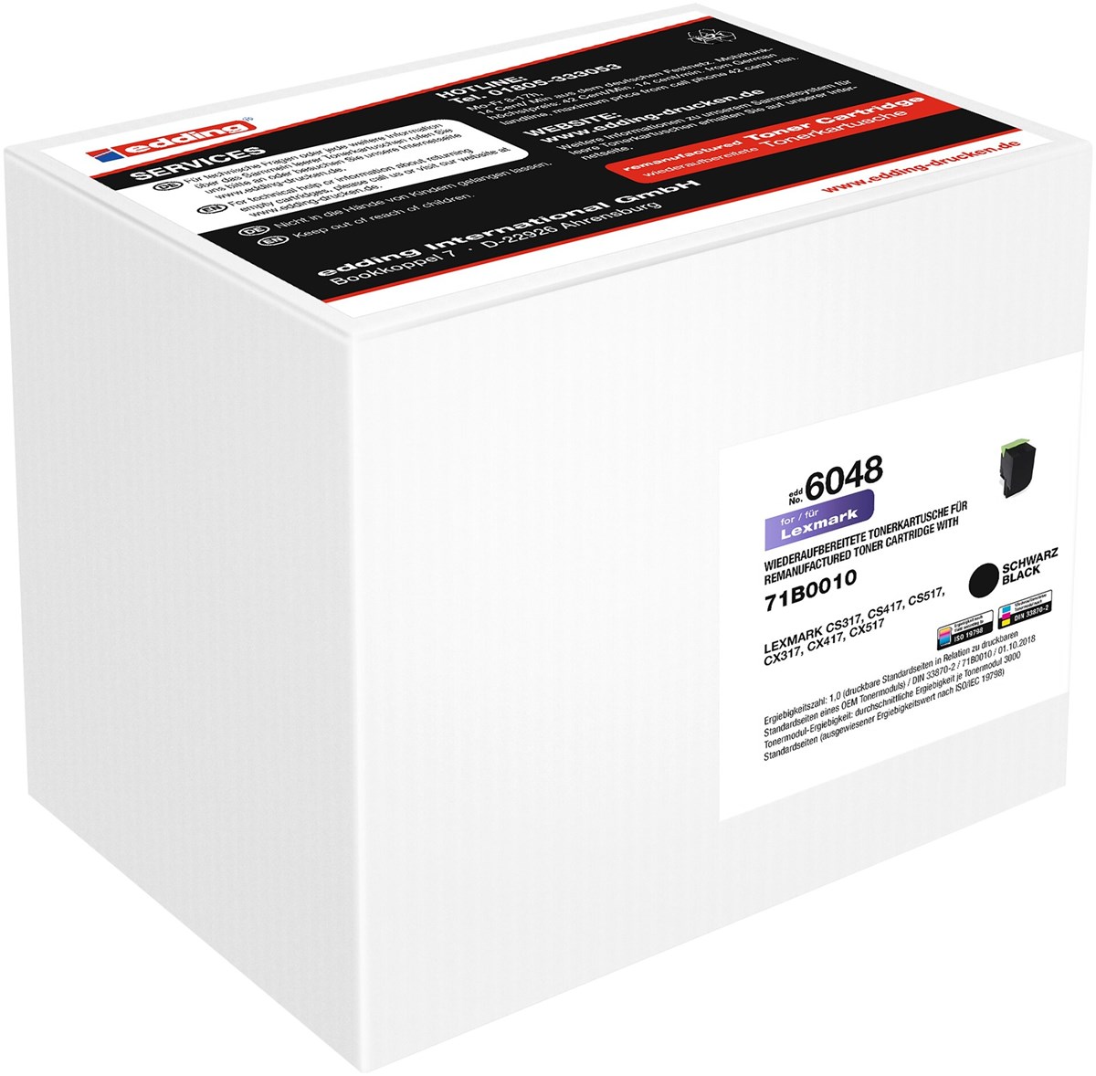 edding Toner, Schwarz, 3.000 Seiten, ersetzt Lexmark 71B0010 / 71B20K0 (Art.-Nr.: 18-6048)